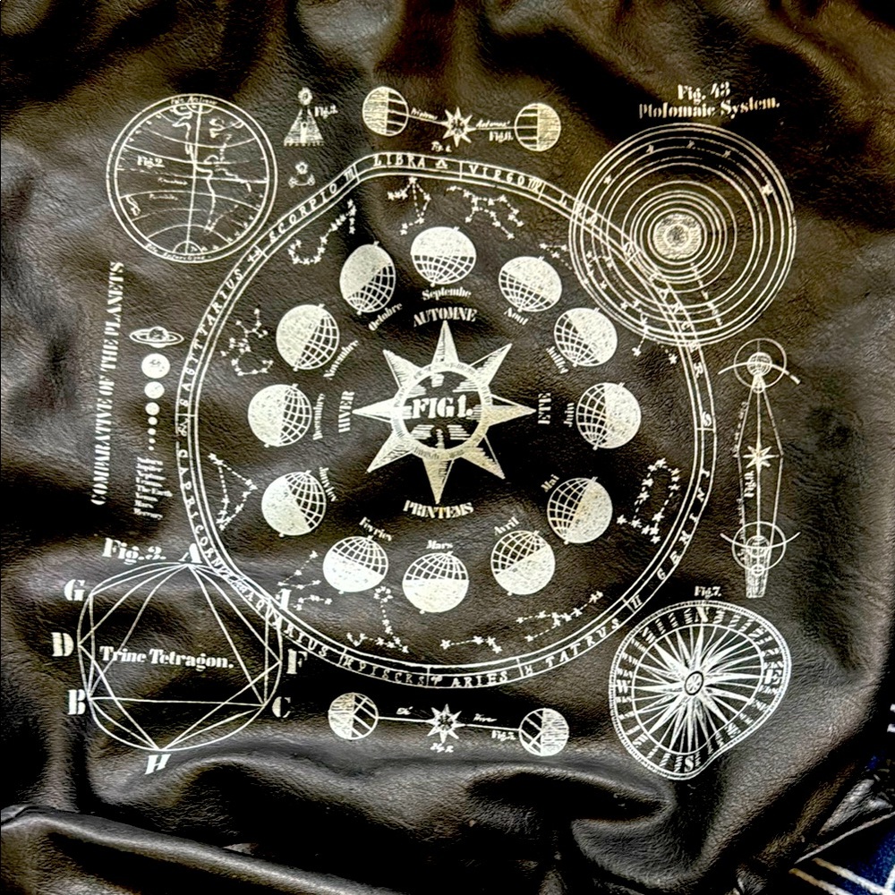 H&M Black Leather Astronomical Draw Sting Bag